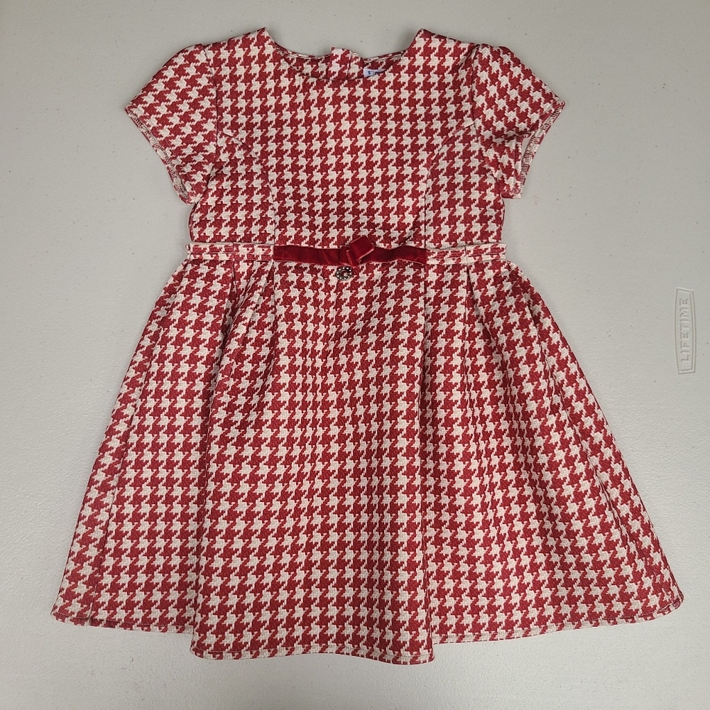 Mayoral Red and White Houndstooth Kids Dress